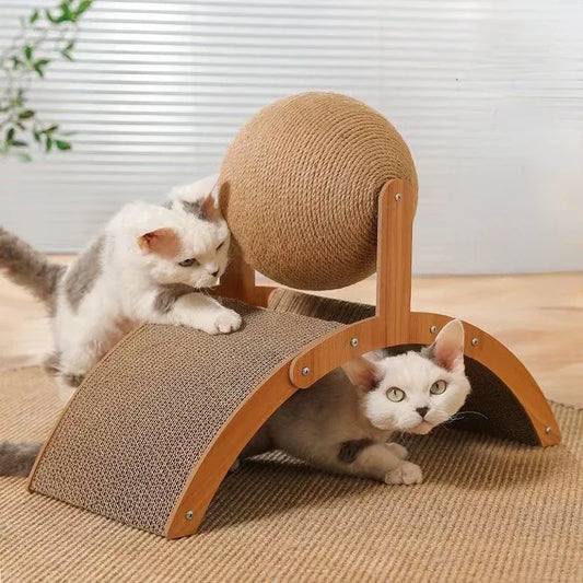 Cat Toys Scratching Board Wooden Cats Climbing Frame Vertical Scratch Resistant Cat Toy Rotating Sisal Rope Pet Cats Furnitures