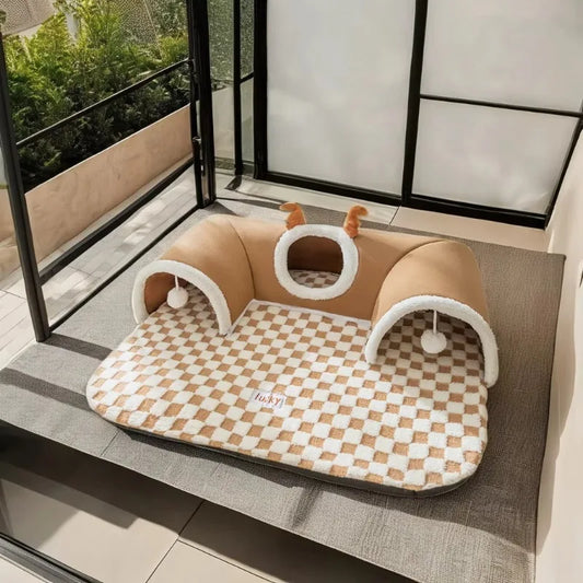 New hot-selling high-end cat tunnel compression-resistant collapsible tunnel fur pet bed premium pet toy