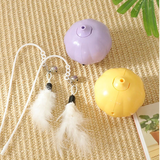Cat Teaser Toy Feather Squeaky Bell Electric Laser Interactive Kitten Toy Rubbing Doll Training Intelligent Cat Toy Supplies