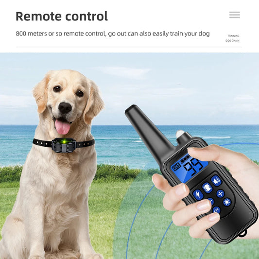Electric Dog Training Collar Rechargeable Anti Barking Shock Vibration Collar Waterproof Trainer for All Dogs Pet with Clicker