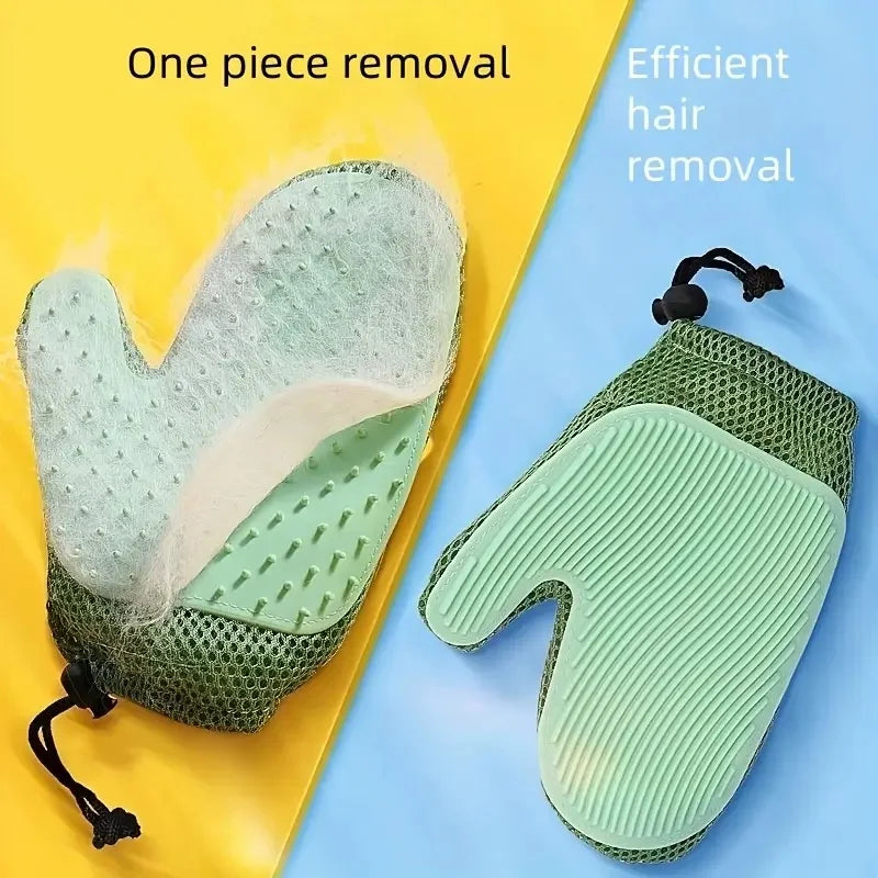 2-in-1 Reversible Pet Hair Remover Gloves for Cats & Dogs, Easy-Clean for Furniture/Car/Clothes, Random Color