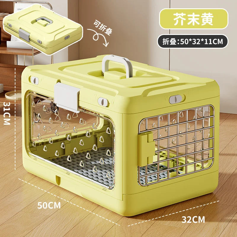 Pet supplies Portable pet air bag folding Dog suitcase out car carrying large capacity cat checked transparent box