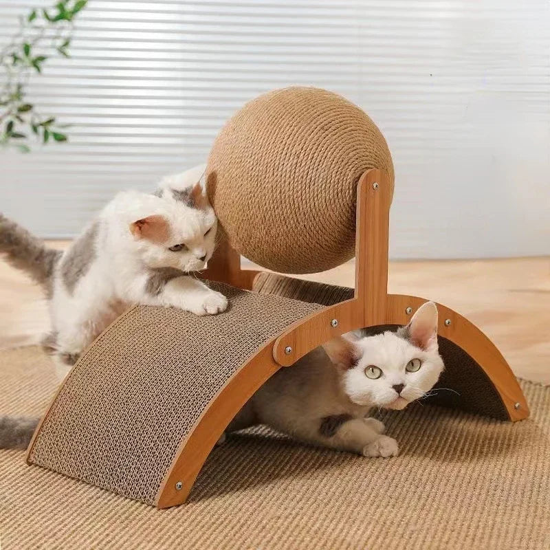 Cat Toys Scratching Board Wooden Cats Climbing Frame Vertical Scratch Resistant Cat Toy Rotating Sisal Rope Pet Cats Furnitures