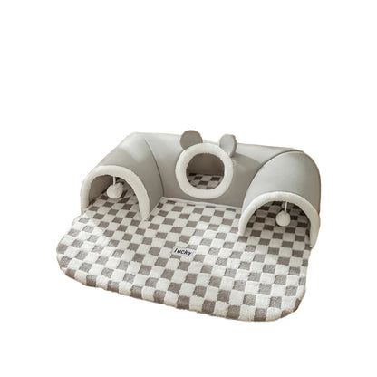 New hot-selling high-end cat tunnel compression-resistant collapsible tunnel fur pet bed premium pet toy