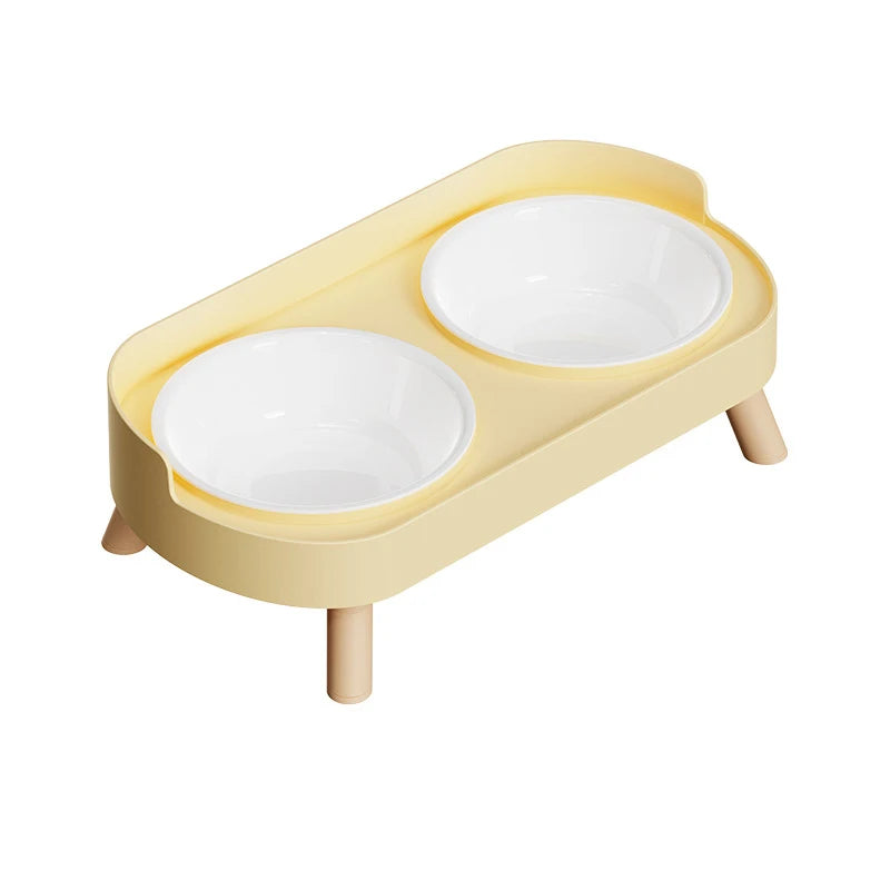 Double Pet Bowl No Spill Food Water Feeder with Stand Neck Support for Cats Dogs Anti Knock Anti Slip Elevated Design