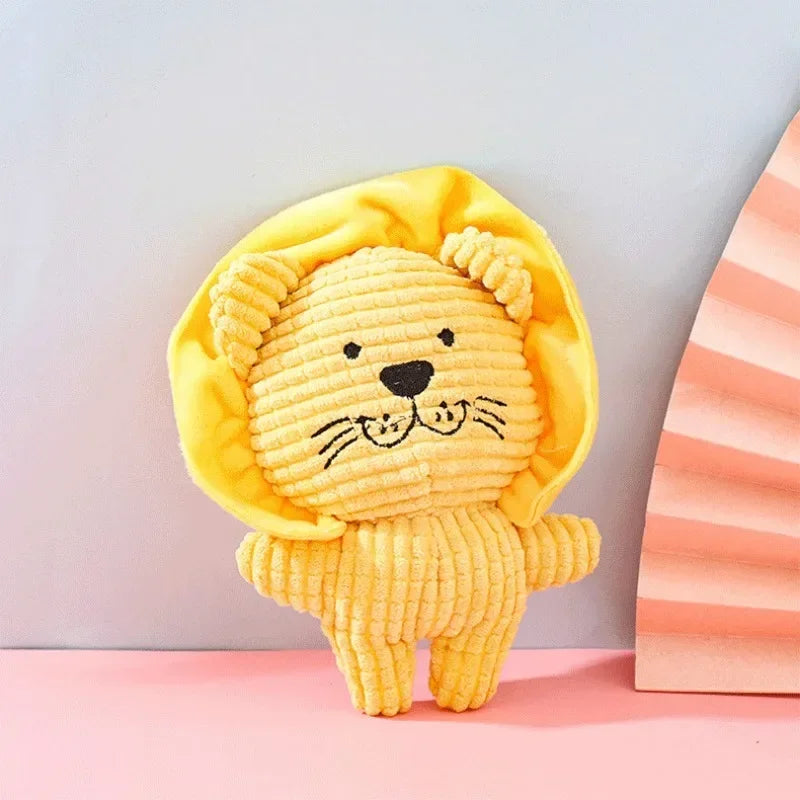 New Pet Toys Plush Dog Teeth Bite Resistant Toys Cute Animal Shape Lion Rabbit Squeaky Toy Dog Toys Interactive Dog Plush