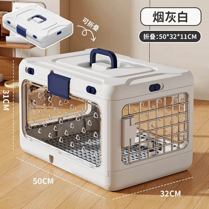 Pet supplies Portable pet air bag folding Dog suitcase out car carrying large capacity cat checked transparent box