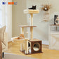 Modern Cat Tree for Indoor Cats Multi-Level Wood Cat Tower with Cozy Condo Hammock Sisal Scratching Posts Kitten House Cat Toys