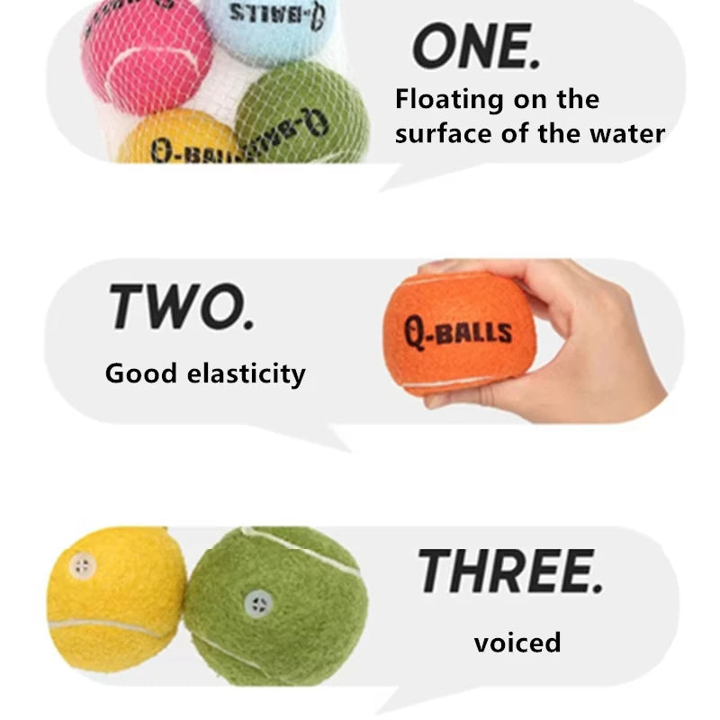 OUZEY 4Pcs/Set Dog Balls Toy Thick Walled Natural Rubber Squeak Chew Balls Toys For Pets Dogs Outdoor Interactive Dog Training