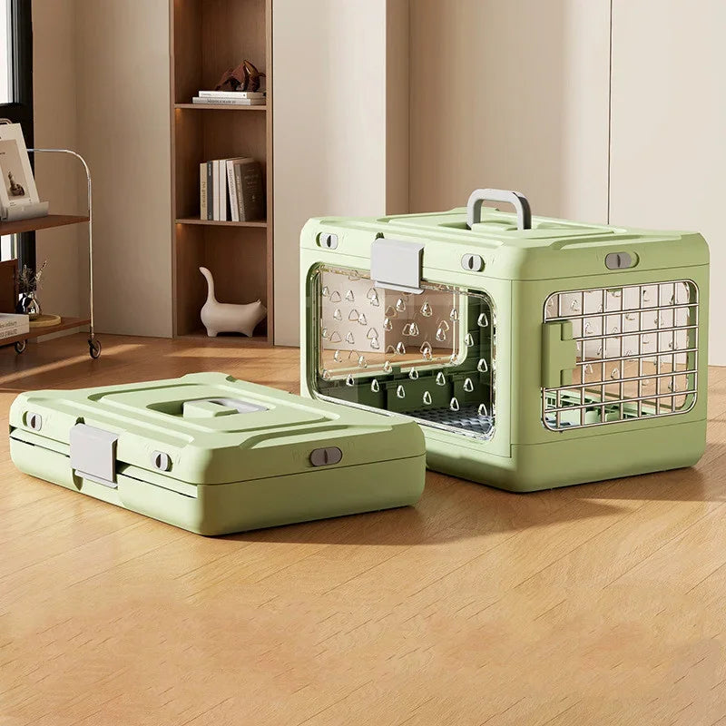 Pet supplies Portable pet air bag folding Dog suitcase out car carrying large capacity cat checked transparent box