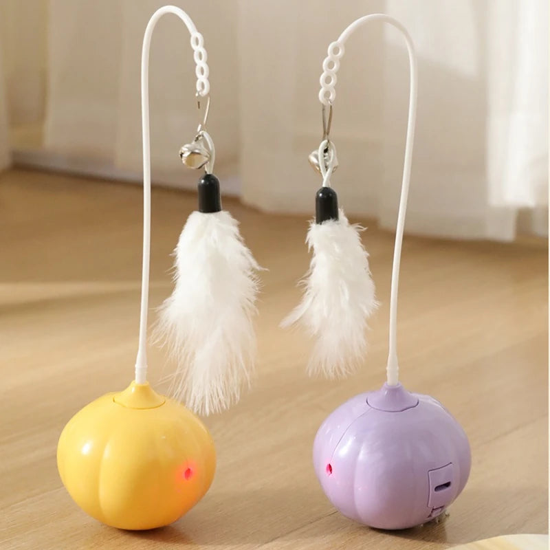 Cat Teaser Toy Feather Squeaky Bell Electric Laser Interactive Kitten Toy Rubbing Doll Training Intelligent Cat Toy Supplies