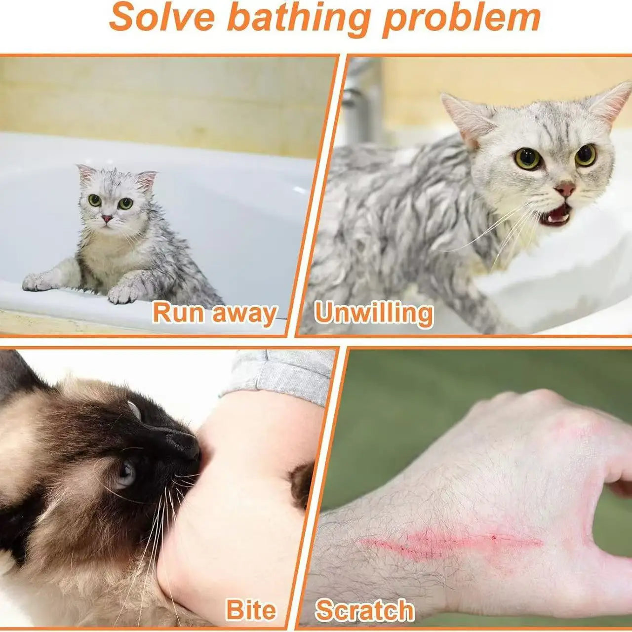 2025 New Cat Shower Mesh Bag, Cat Beauty Bath Bag, Adjustable Cleaning Bag, Multi functional Cat Restraint Bag