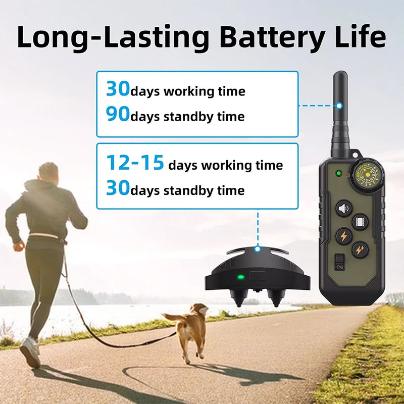 3300 Feet Pet Dog Training Collar IP67 Waterproof with Sound, Shock, Vibration, Functions LCD Color Digital Display Screen