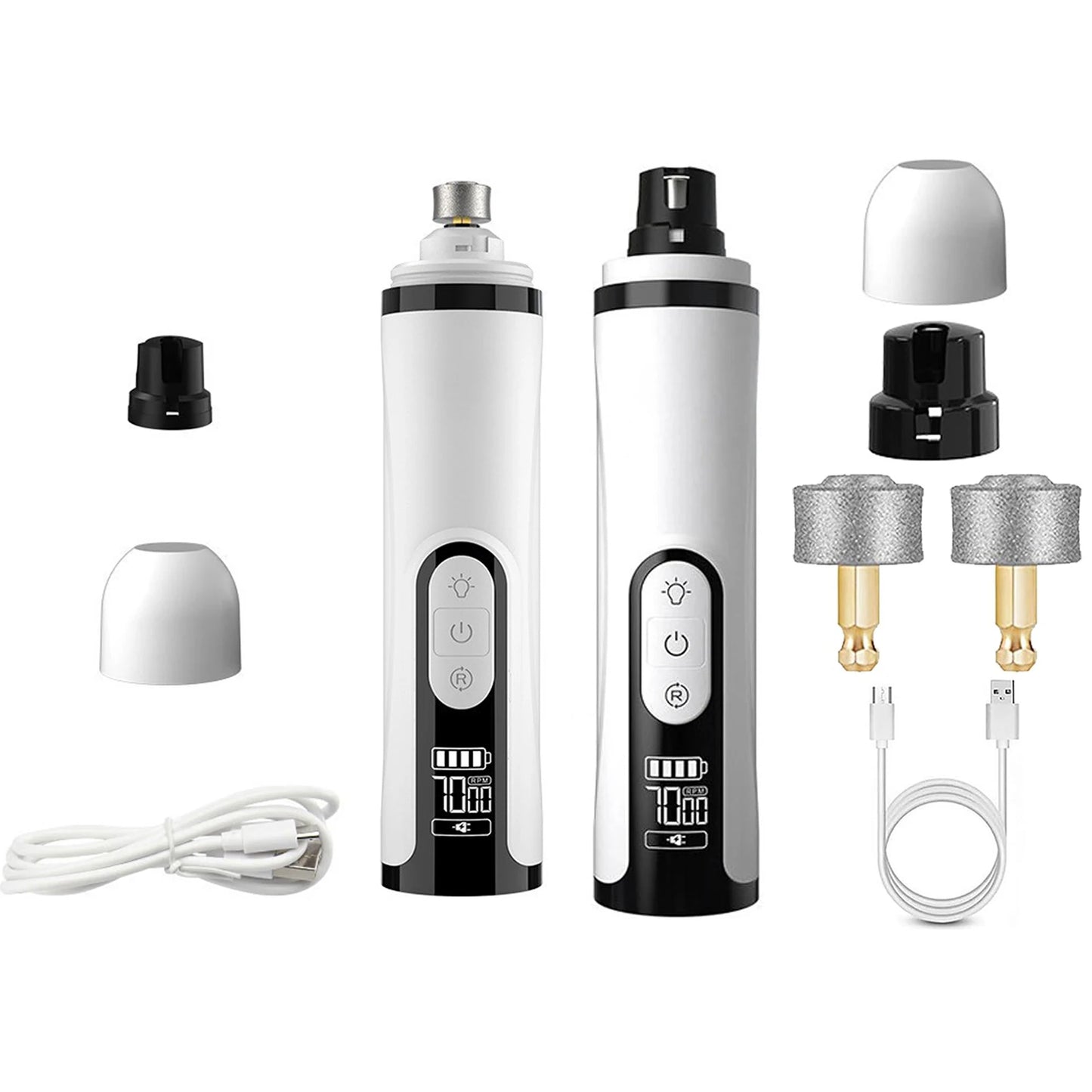 Electric Dog Nail Grinder with 2 LED Lights Pet Nail Trimmer Cat Nail Grinder Suitable for Small Middle Large Dogs and Cats