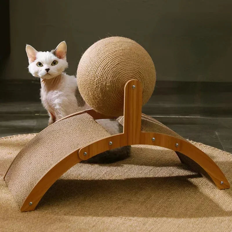 Cat Toys Scratching Board Wooden Cats Climbing Frame Vertical Scratch Resistant Cat Toy Rotating Sisal Rope Pet Cats Furnitures