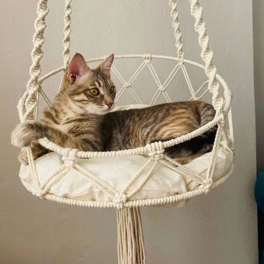 1PC Hand-Woven Kitten Hammock Hanging Cat Bed Bohemian Belt Hanging Kit Upholstery Cat Litter