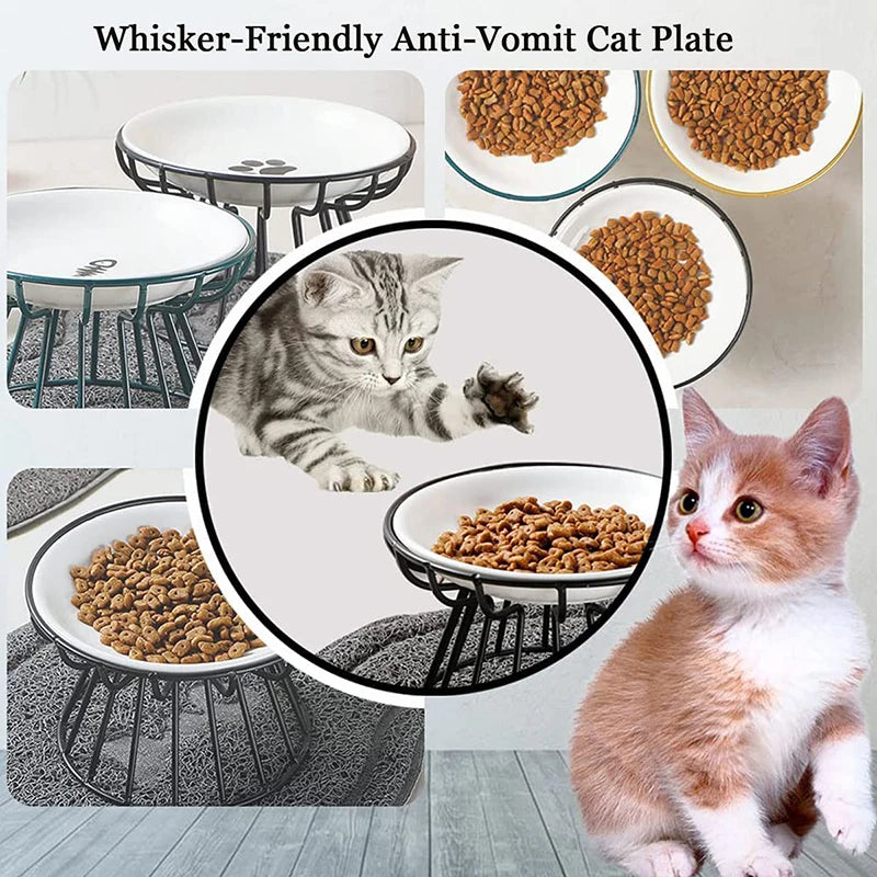 Ceramic For Dog Cat Puppy Kitten Elevated Cat Feeder Drinker Pet Feeder Bowl Pet Supplies Cat Food Bowl Water Feeder Container