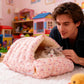 Pet Enclosed Nest Winter Warm Fully Enclosed Cat Sleeping Bag Washable Fluffy Cats Calming Cave Tent for Small Dogs