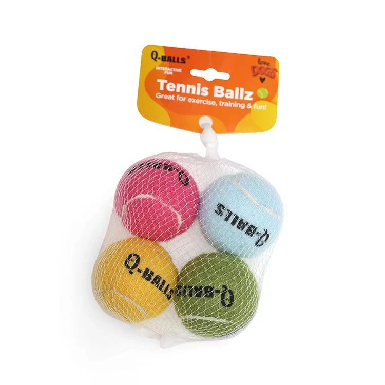 OUZEY 4Pcs/Set Dog Balls Toy Thick Walled Natural Rubber Squeak Chew Balls Toys For Pets Dogs Outdoor Interactive Dog Training