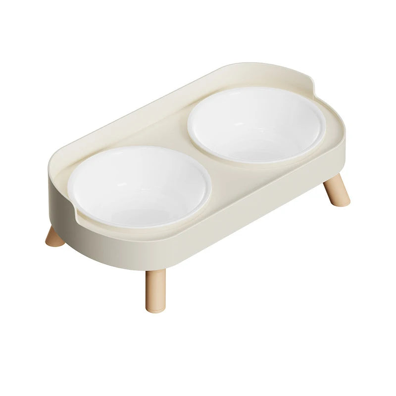 Double Pet Bowl No Spill Food Water Feeder with Stand Neck Support for Cats Dogs Anti Knock Anti Slip Elevated Design
