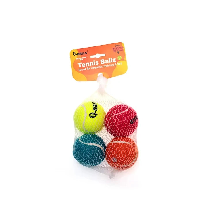 OUZEY 4Pcs/Set Dog Balls Toy Thick Walled Natural Rubber Squeak Chew Balls Toys For Pets Dogs Outdoor Interactive Dog Training