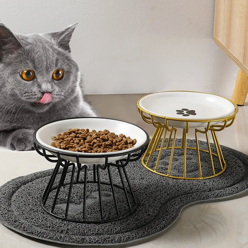 Ceramic For Dog Cat Puppy Kitten Elevated Cat Feeder Drinker Pet Feeder Bowl Pet Supplies Cat Food Bowl Water Feeder Container