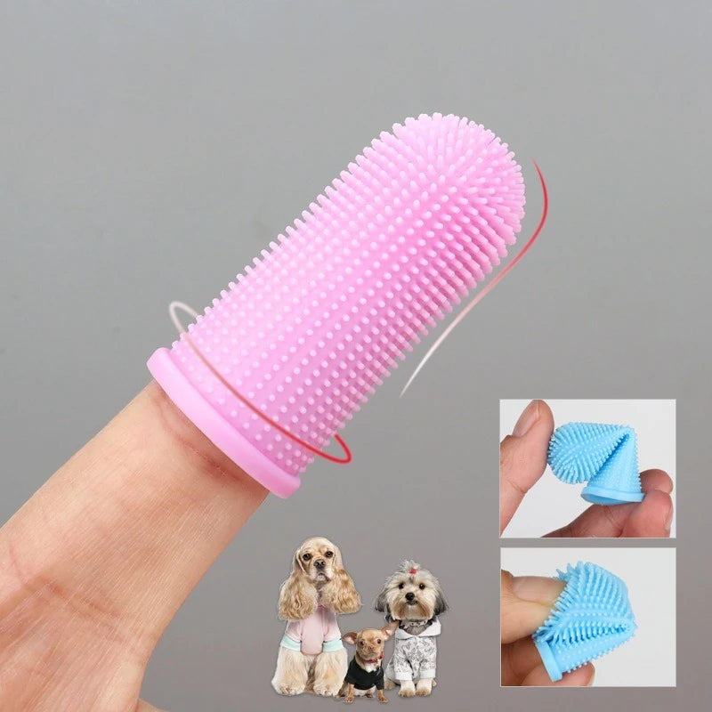Dog Super Soft Pet Finger Toothbrush Teeth Cleaning Breath Care Nontoxic Silicone Tooth Brush Cat Dog Toothbrush Pet Products