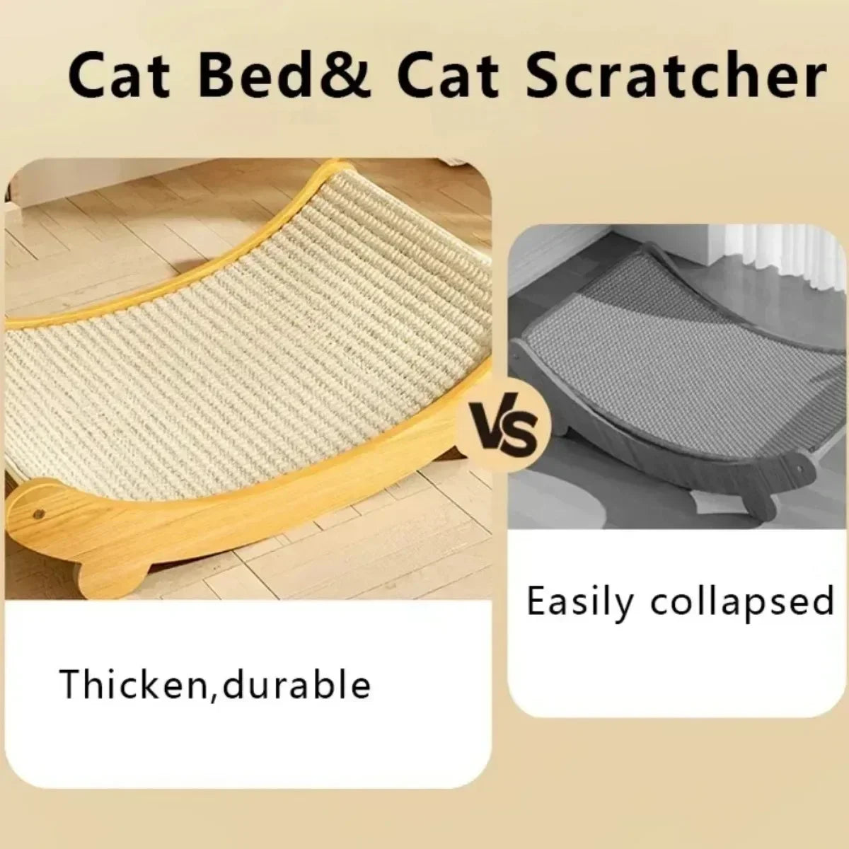 Premium Detachable Wood Cat Scratching Bed - Wear-Resistant Kitten Scratch Board, Grinding Toy & Comfy Sleeping Nest